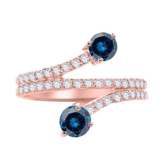0.65 Carat Blue Diamond Engagement Fashion Wedding Band Crafted In 14K Rose/ White & Yellow Gold Mauli Jewels