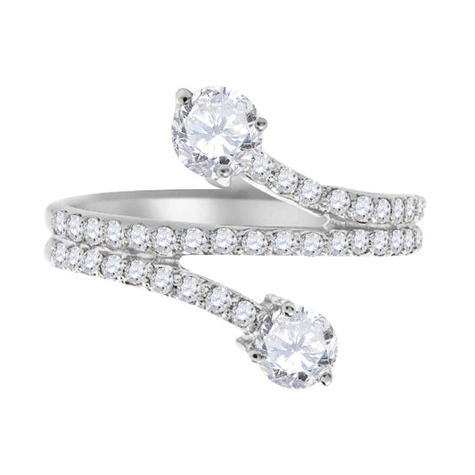0.65 Carat Diamond Two-Stone Wedding Engagement Band in 14K Solid Rose, White, or Yellow Gold Mauli Jewels