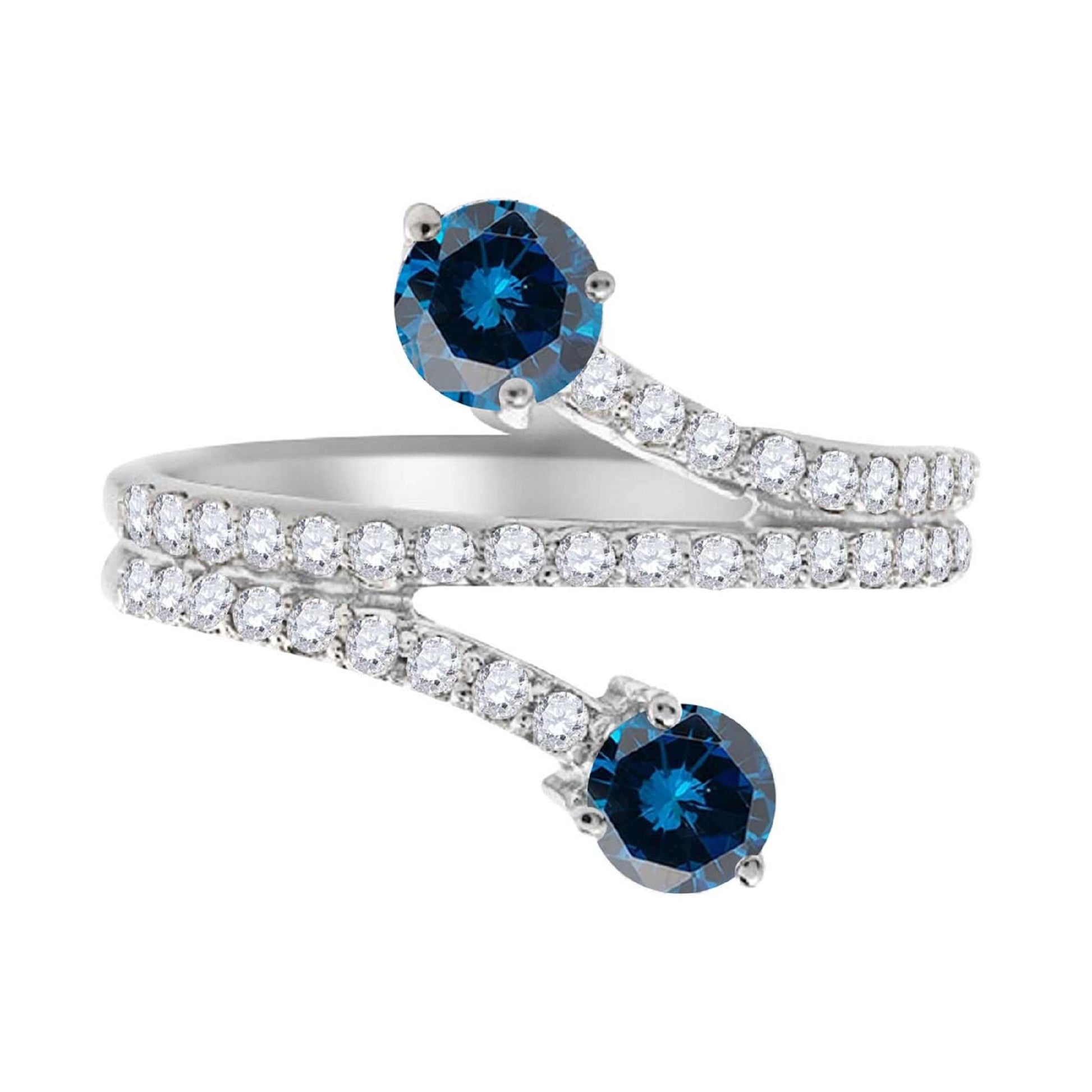 0.65 Carat Blue Diamond Engagement Fashion Wedding Band Crafted In 14K Rose/ White & Yellow Gold Mauli Jewels