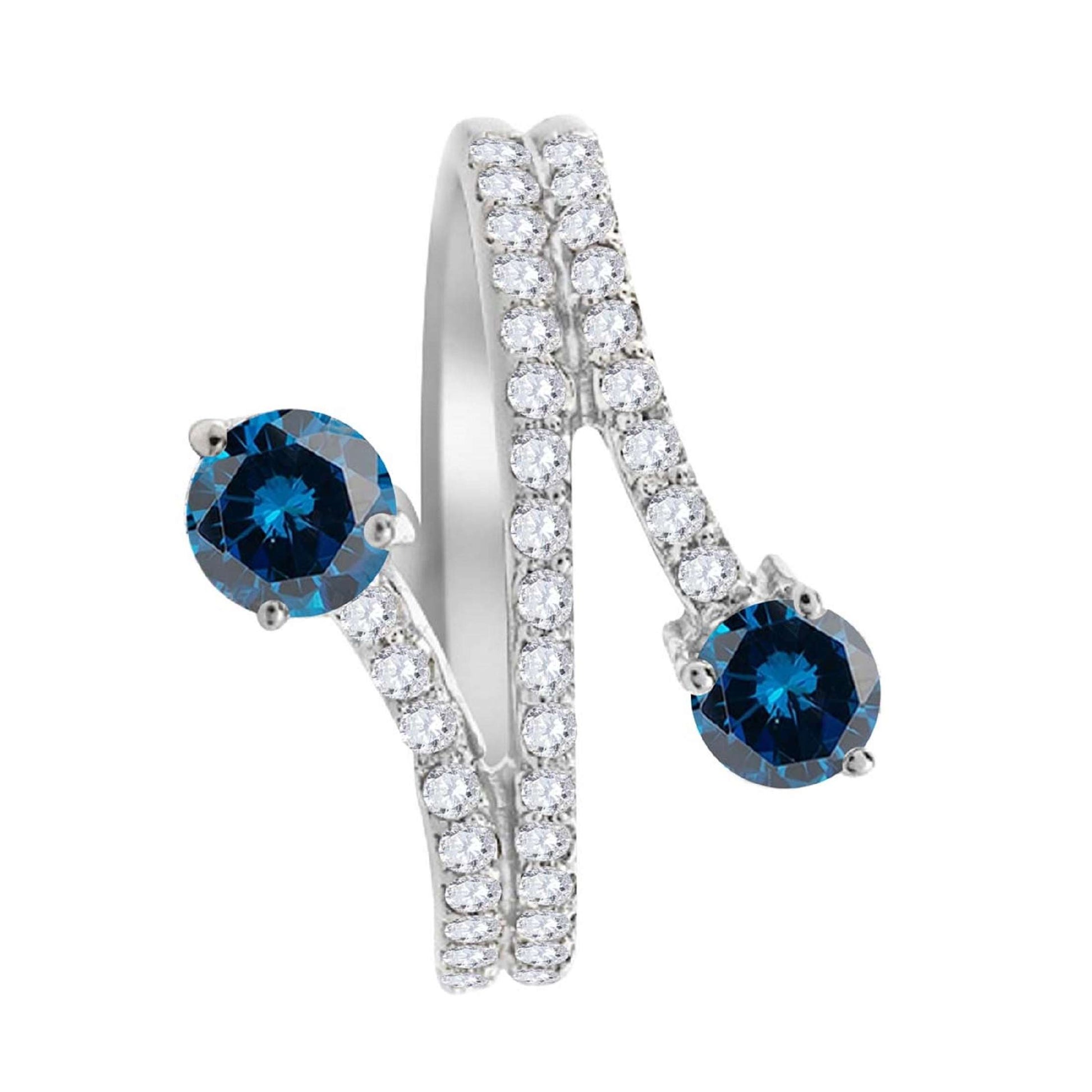 0.65 Carat Blue Diamond Engagement Fashion Wedding Band Crafted In 14K Rose/ White & Yellow Gold Mauli Jewels