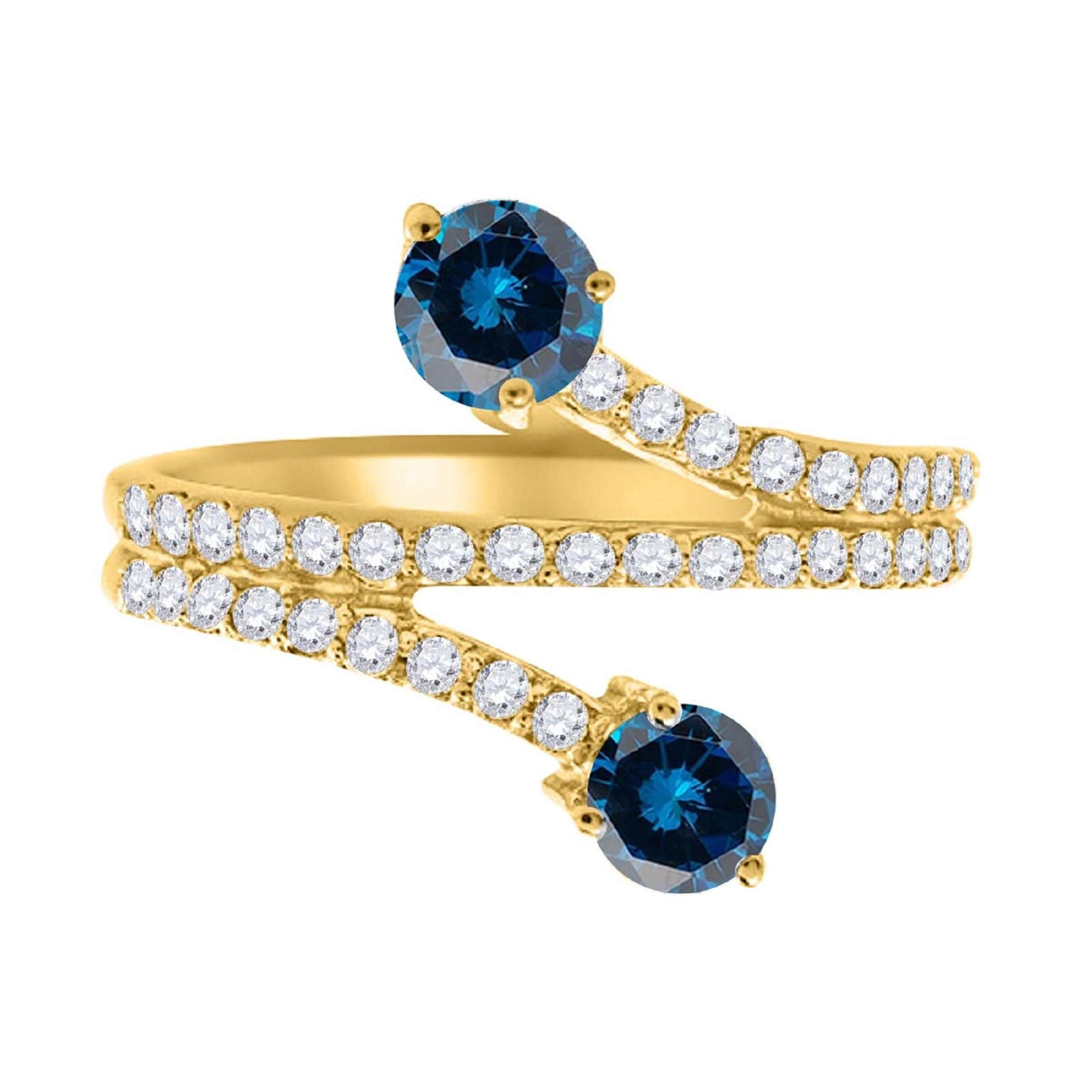 0.65 Carat Blue Diamond Engagement Fashion Wedding Band Crafted In 14K Rose/ White & Yellow Gold Mauli Jewels