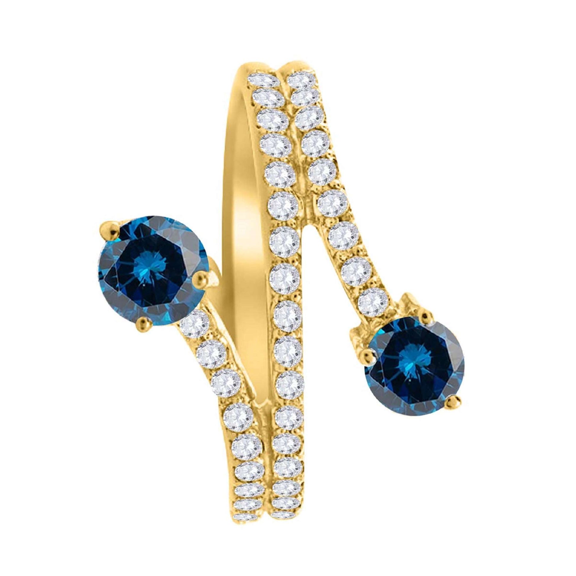 0.65 Carat Blue Diamond Engagement Fashion Wedding Band Crafted In 14K Rose/ White & Yellow Gold Mauli Jewels