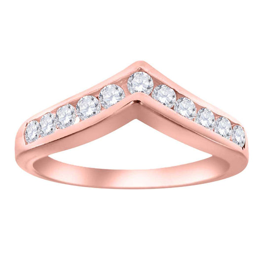 0.35 Carat Channel Set Diamond Curved Wedding Band In 10K Rose White & Yellow Gold Mauli Jewels