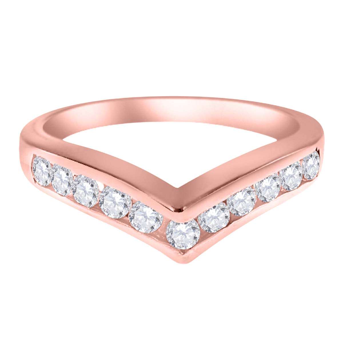0.35 Carat Channel Set Diamond Curved Wedding Band In 10K Rose White & Yellow Gold Mauli Jewels