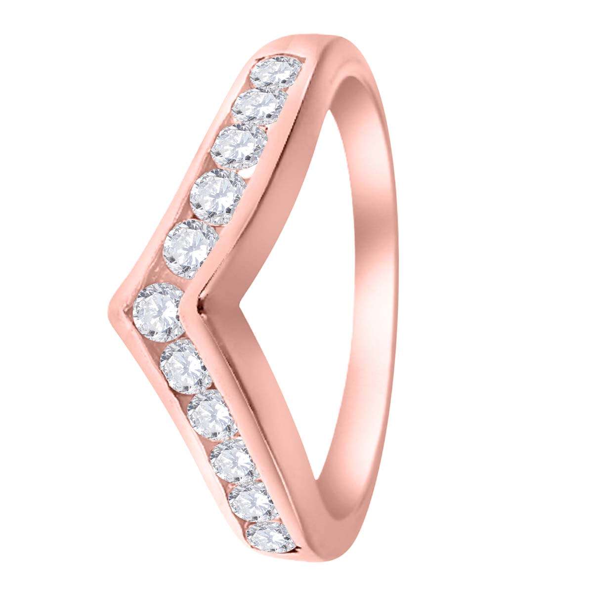 0.35 Carat Channel Set Diamond Curved Wedding Band In 10K Rose White & Yellow Gold Mauli Jewels