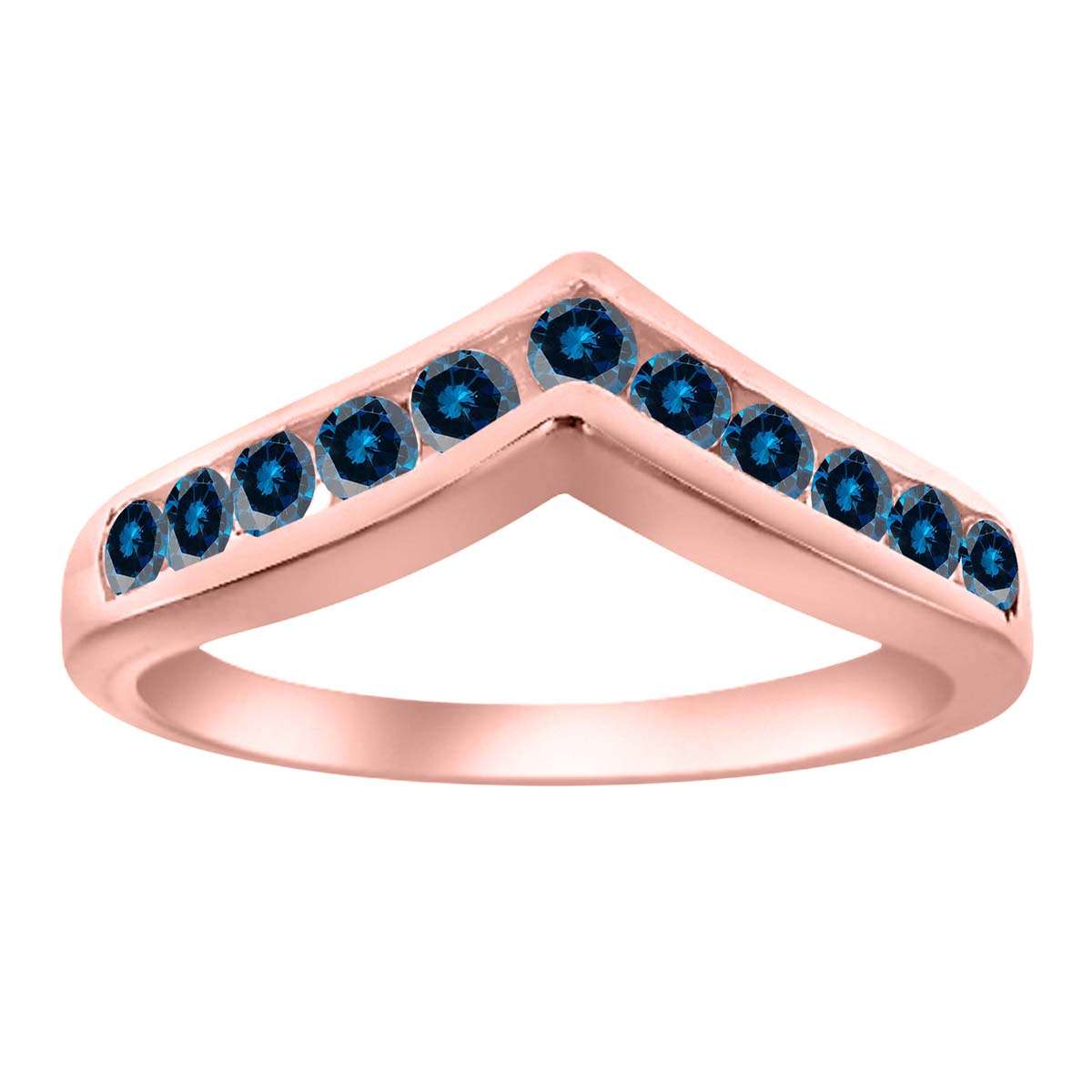 0.35 Carat Blue Natural Diamond Channel Set Wedding Band For Women In 10K Rose White & Yellow Gold Mauli Jewels