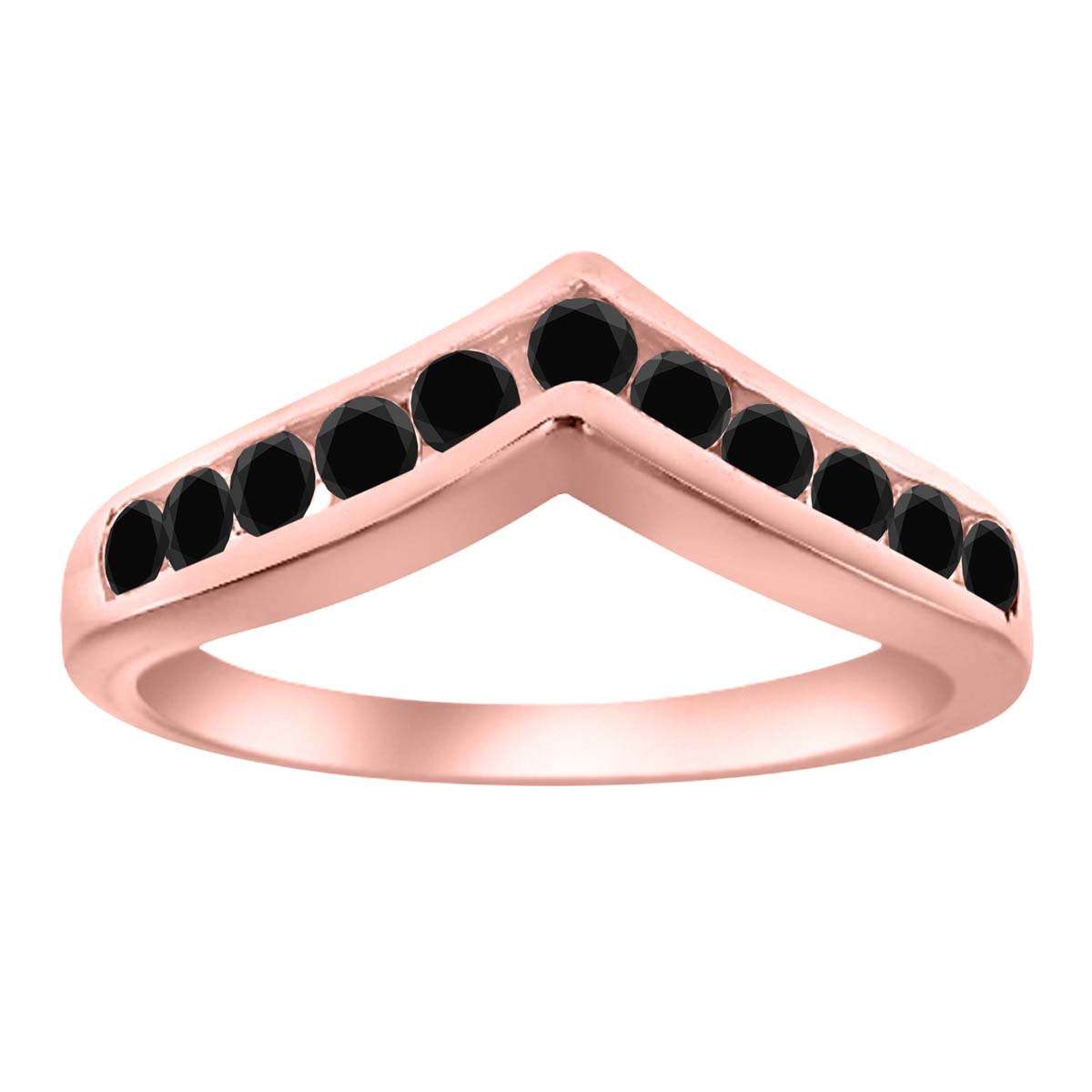 0.35 Carat Black Diamond Fashion Faithful Wedding Channel Set Wedding Band 10K White Rose & Yellow Gold Mauli Jewels