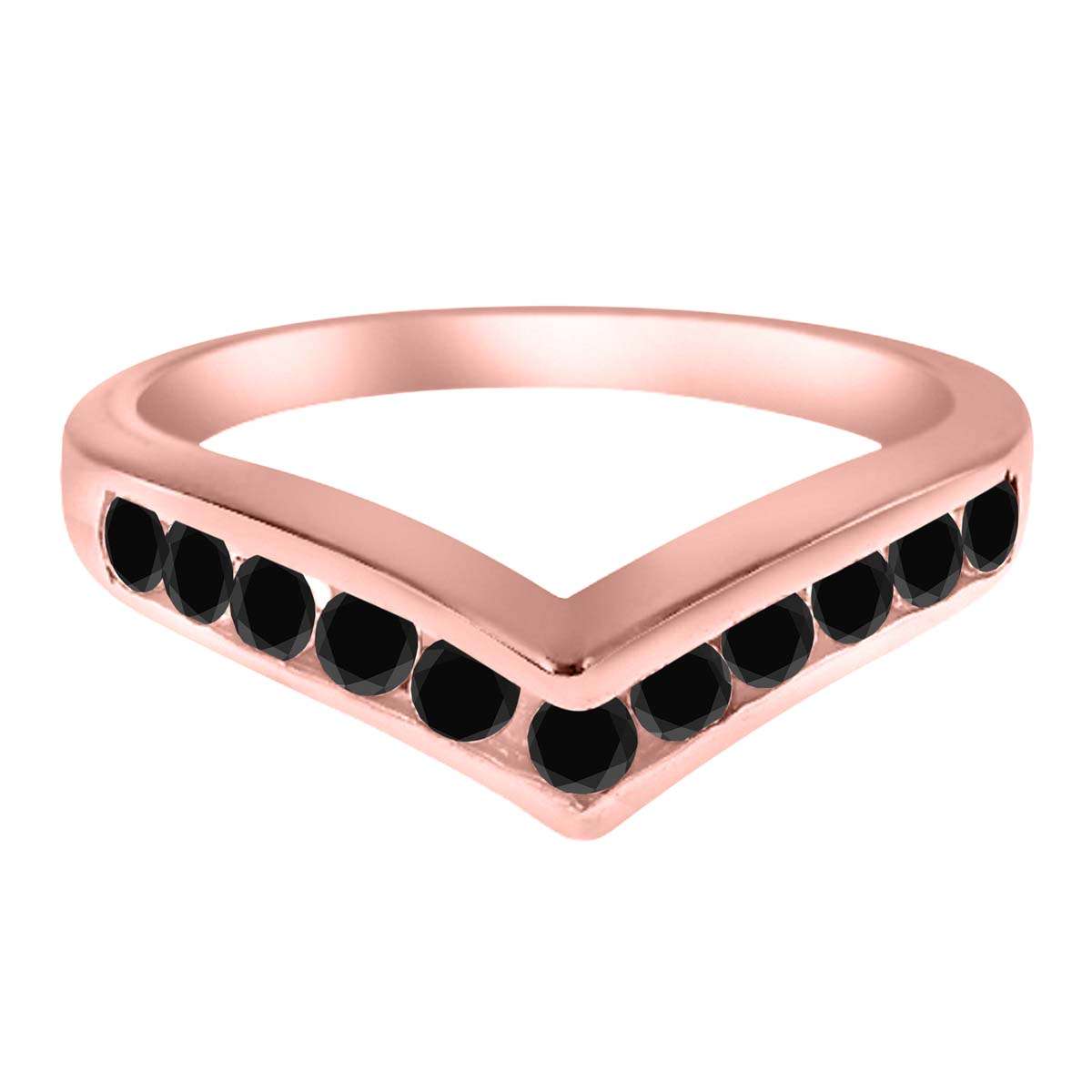 0.35 Carat Black Diamond Fashion Faithful Wedding Channel Set Wedding Band 10K White Rose & Yellow Gold Mauli Jewels