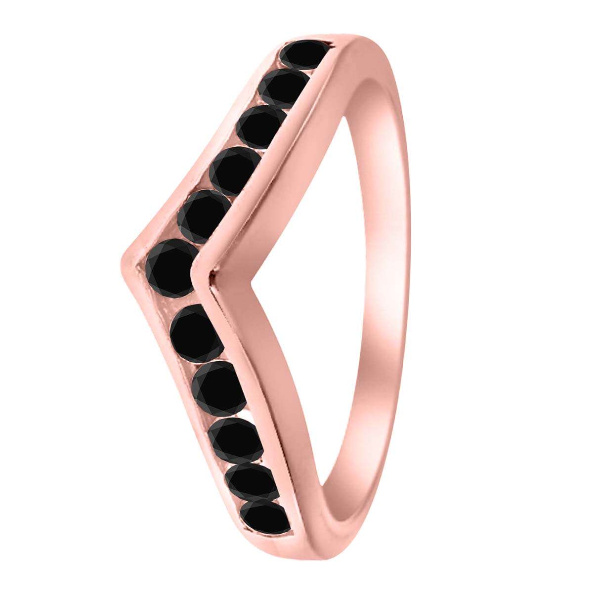 0.35 Carat Black Diamond Fashion Faithful Wedding Channel Set Wedding Band 10K White Rose & Yellow Gold Mauli Jewels