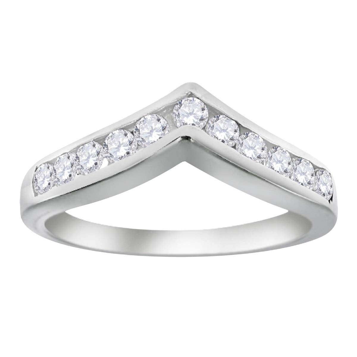 0.35 Carat Channel Set Diamond Curved Wedding Band In 10K Rose White & Yellow Gold Mauli Jewels