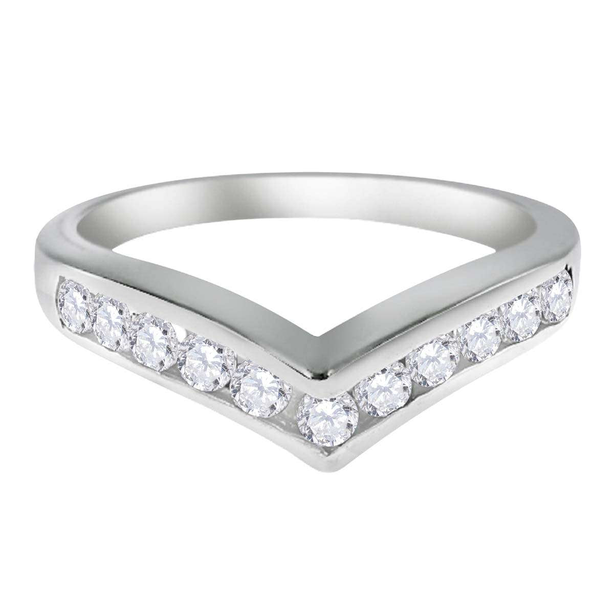 0.35 Carat Channel Set Diamond Curved Wedding Band In 10K Rose White & Yellow Gold Mauli Jewels