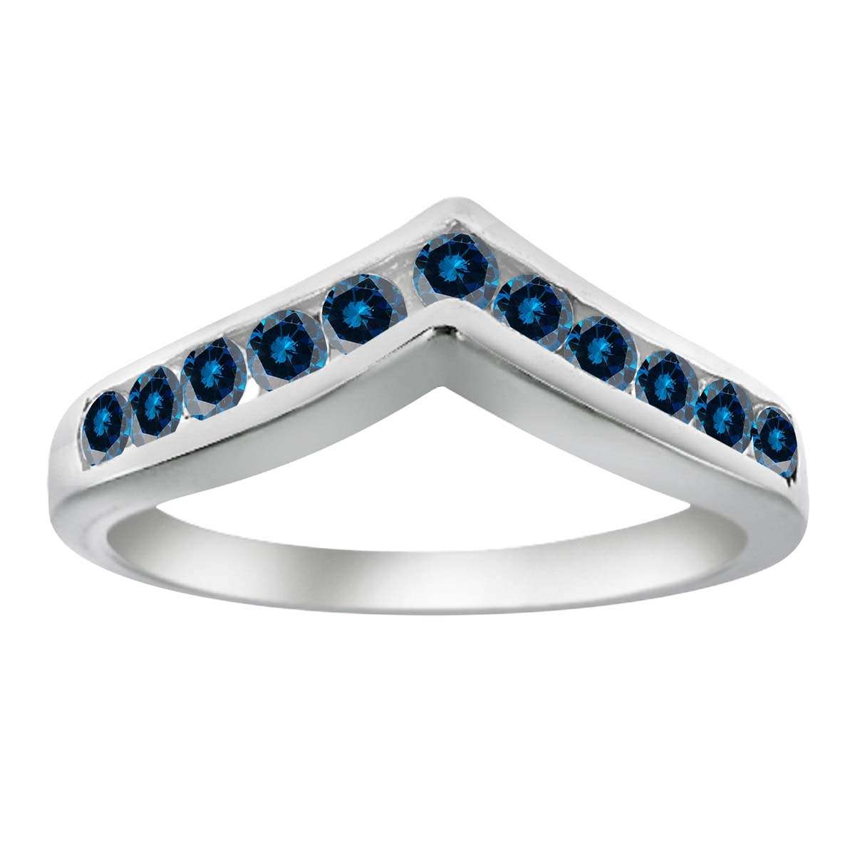 0.35 Carat Blue Natural Diamond Channel Set Wedding Band For Women In 10K Rose White & Yellow Gold Mauli Jewels
