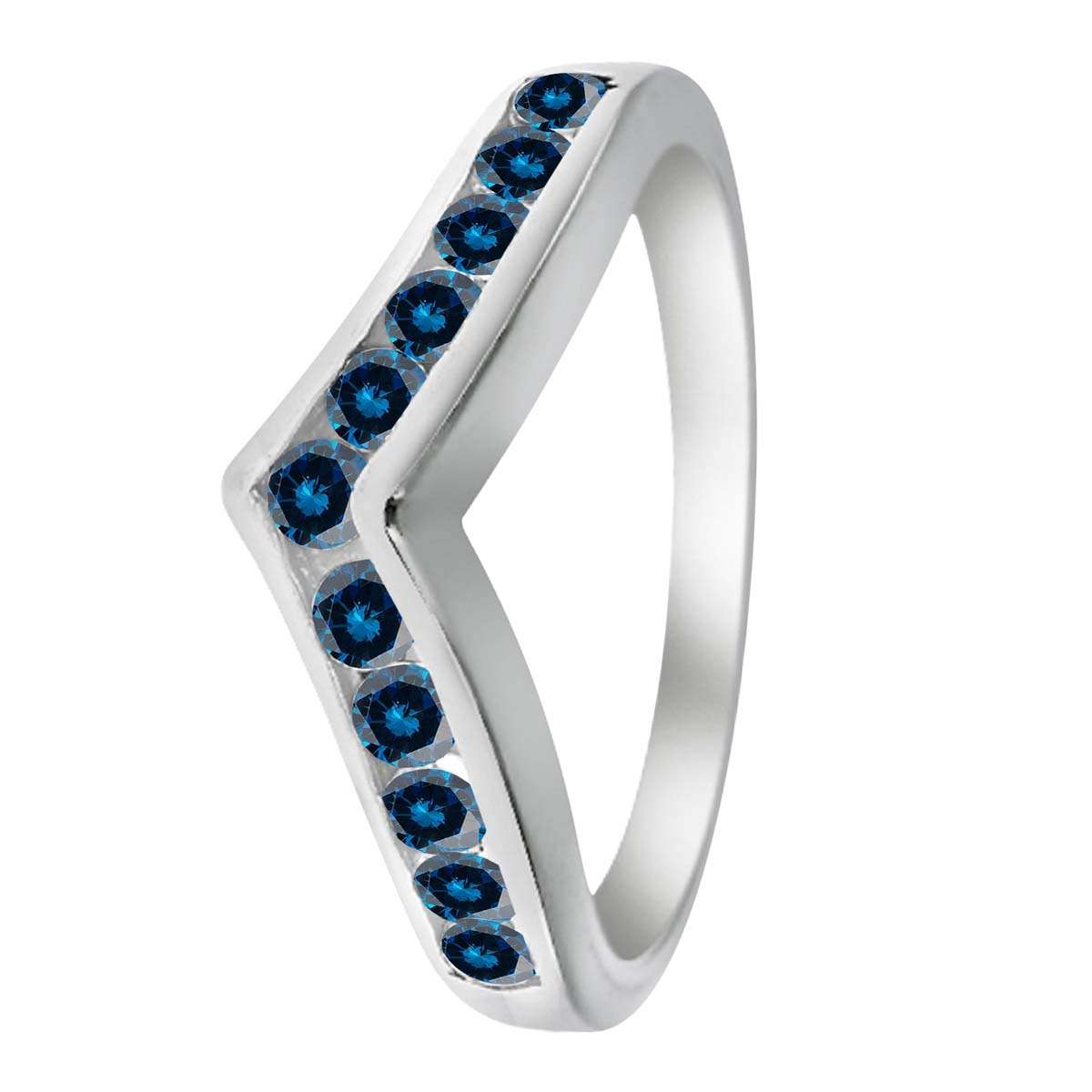 0.35 Carat Blue Natural Diamond Channel Set Wedding Band For Women In 10K Rose White & Yellow Gold Mauli Jewels