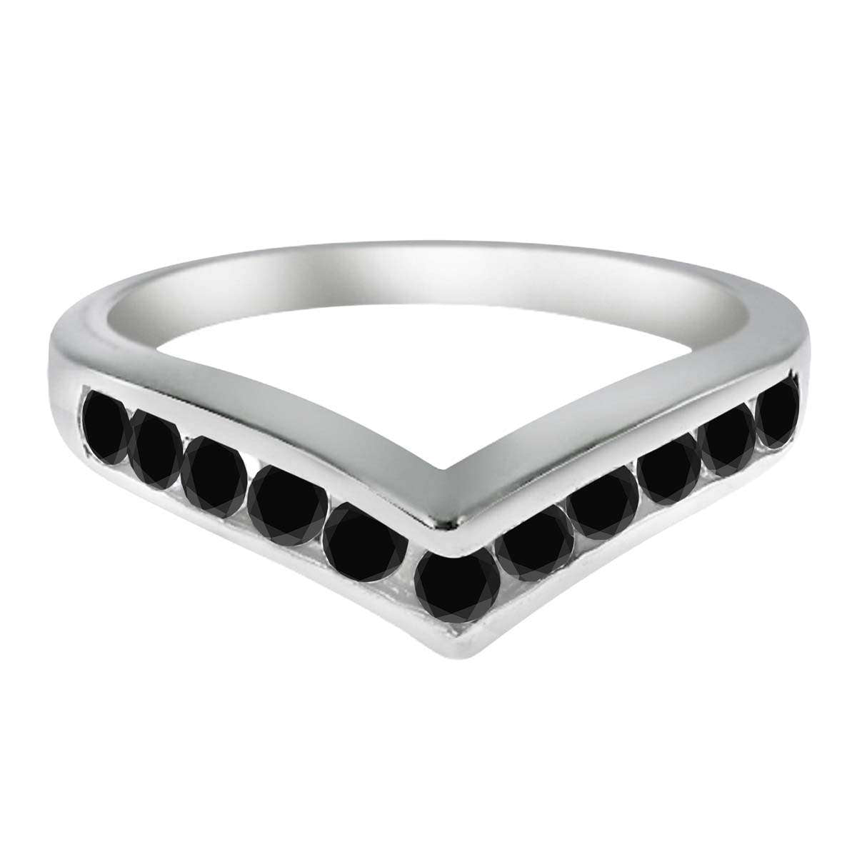 0.35 Carat Black Diamond Fashion Faithful Wedding Channel Set Wedding Band 10K White Rose & Yellow Gold Mauli Jewels