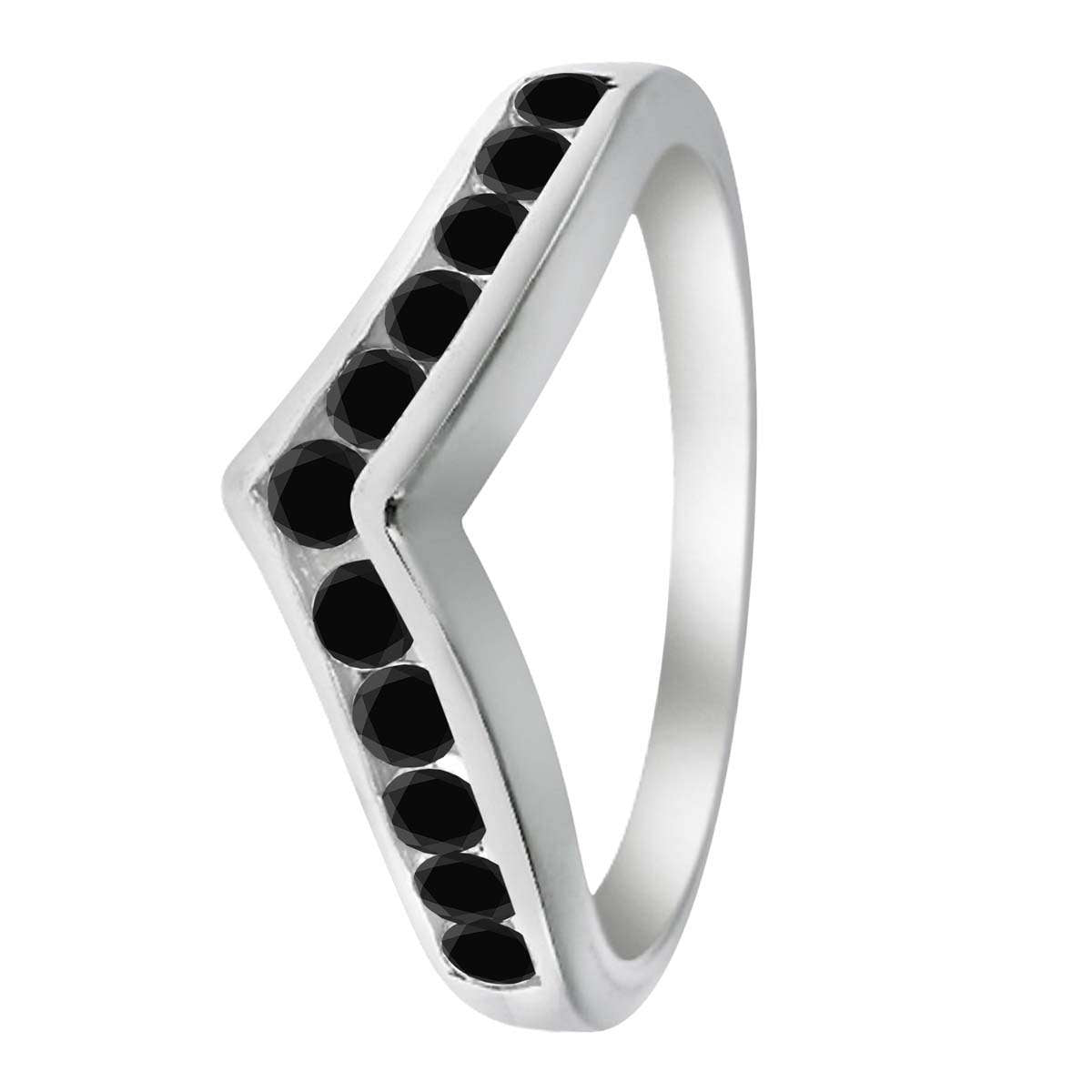 0.35 Carat Black Diamond Fashion Faithful Wedding Channel Set Wedding Band 10K White Rose & Yellow Gold Mauli Jewels