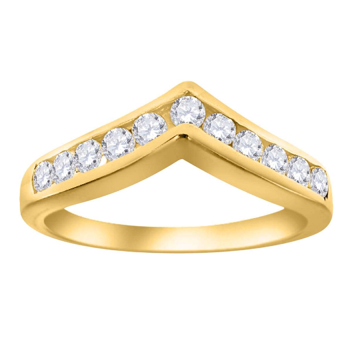 0.35 Carat Channel Set Diamond Curved Wedding Band In 10K Rose White & Yellow Gold Mauli Jewels