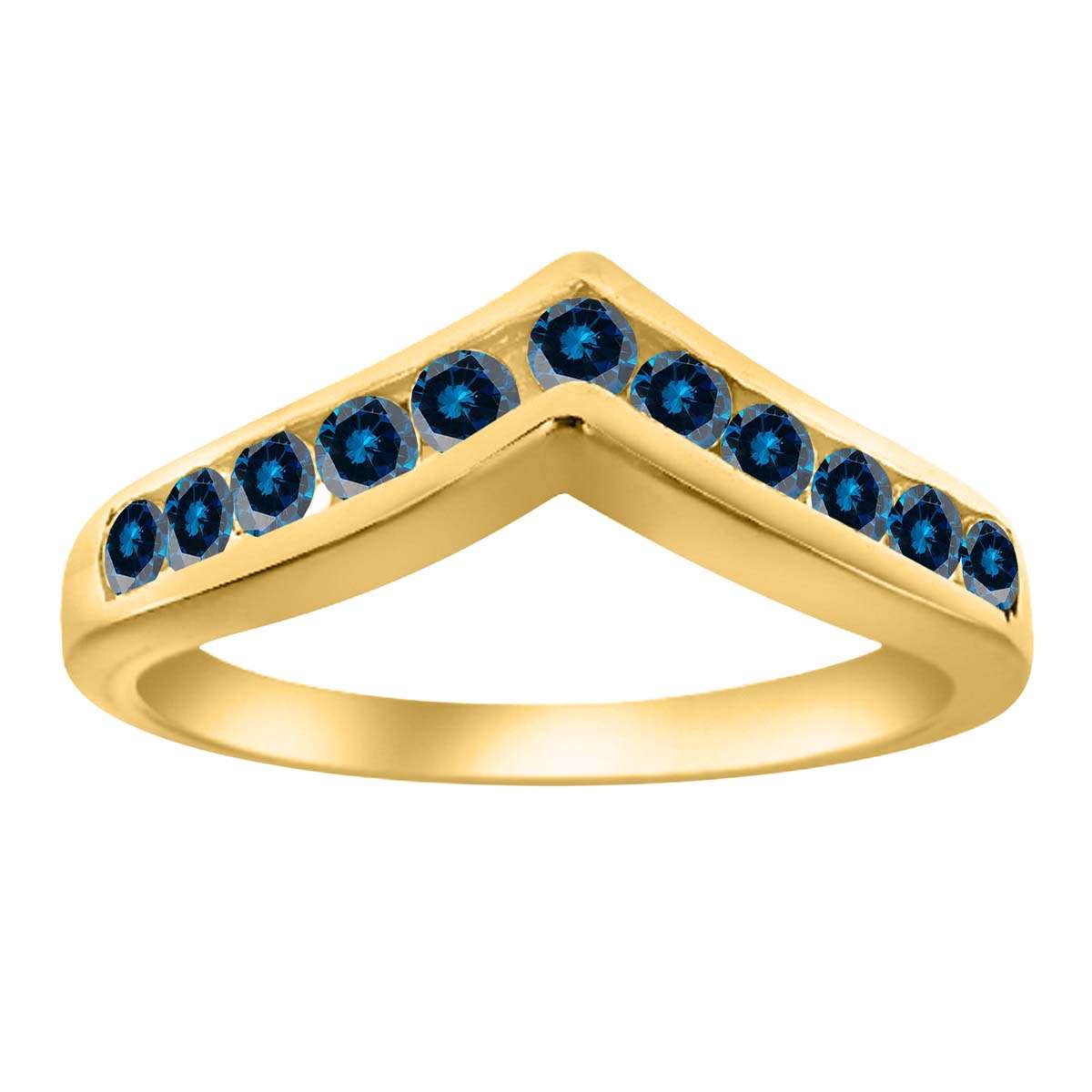 0.35 Carat Blue Natural Diamond Channel Set Wedding Band For Women In 10K Rose White & Yellow Gold Mauli Jewels