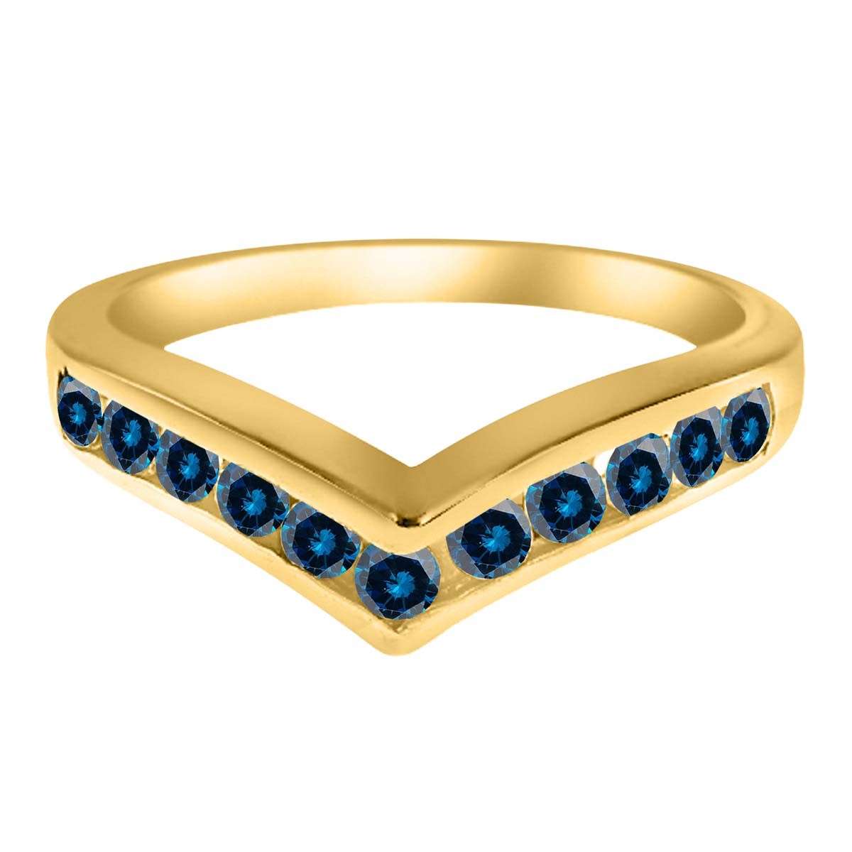 0.35 Carat Blue Natural Diamond Channel Set Wedding Band For Women In 10K Rose White & Yellow Gold Mauli Jewels
