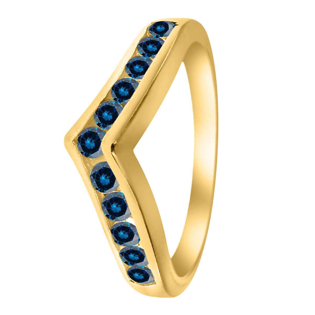 0.35 Carat Blue Natural Diamond Channel Set Wedding Band For Women In 10K Rose White & Yellow Gold Mauli Jewels