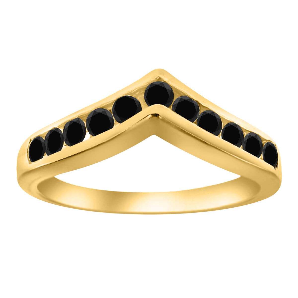 0.35 Carat Black Diamond Fashion Faithful Wedding Channel Set Wedding Band 10K White Rose & Yellow Gold Mauli Jewels