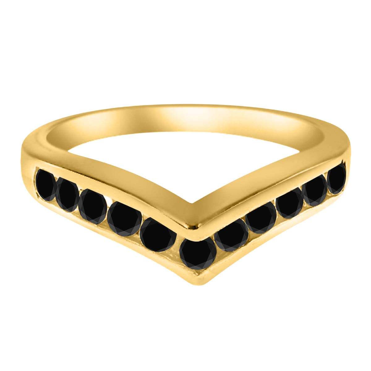 0.35 Carat Black Diamond Fashion Faithful Wedding Channel Set Wedding Band 10K White Rose & Yellow Gold Mauli Jewels