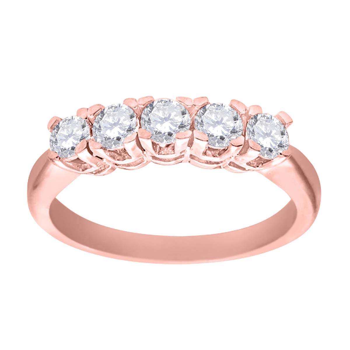 0.50 Carat Brilliant-Cut Diamond Five-Stone Classic Engagement Ring for Women in 10K Rose, White, or Yellow Gold Mauli Jewels