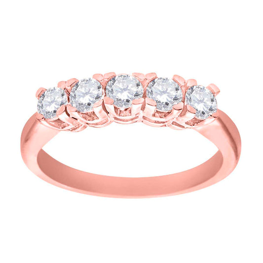 0.50 Carat Brilliant-Cut Diamond Five-Stone Classic Engagement Ring for Women in 10K Rose, White, or Yellow Gold Mauli Jewels