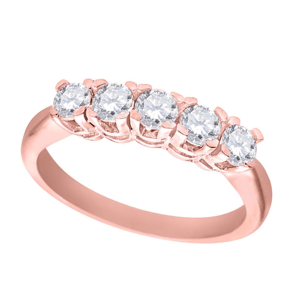 0.50 Carat Brilliant-Cut Diamond Five-Stone Classic Engagement Ring for Women in 10K Rose, White, or Yellow Gold Mauli Jewels