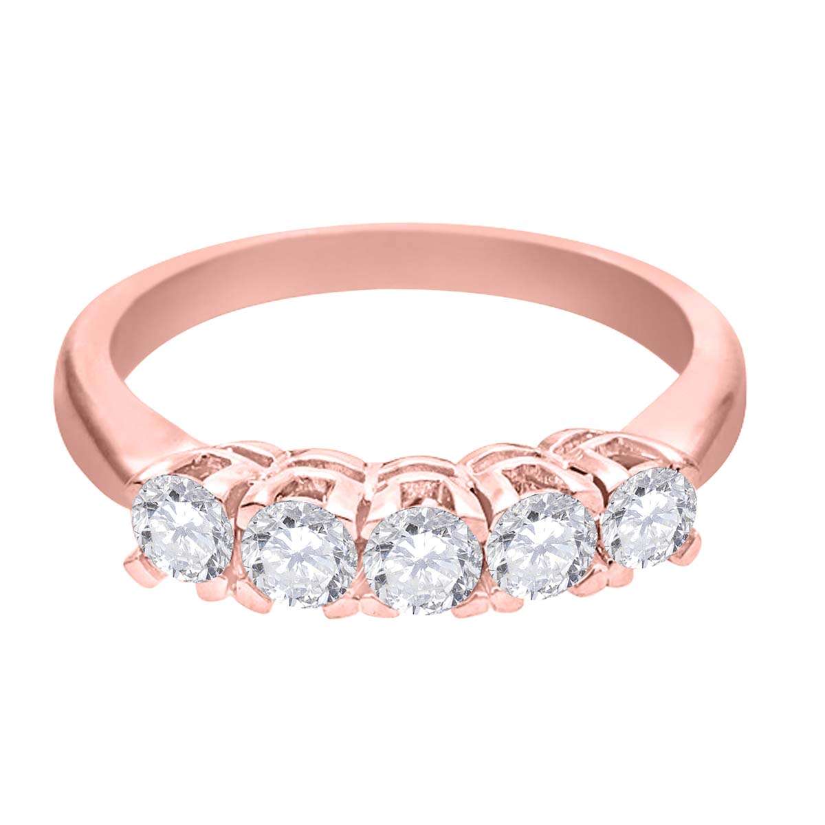 0.50 Carat Brilliant-Cut Diamond Five-Stone Classic Engagement Ring for Women in 10K Rose, White, or Yellow Gold Mauli Jewels