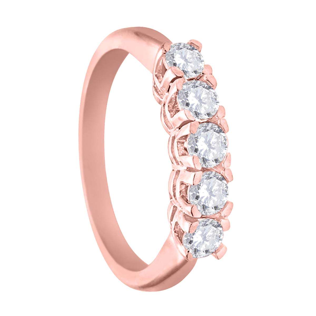 0.50 Carat Brilliant-Cut Diamond Five-Stone Classic Engagement Ring for Women in 10K Rose, White, or Yellow Gold Mauli Jewels