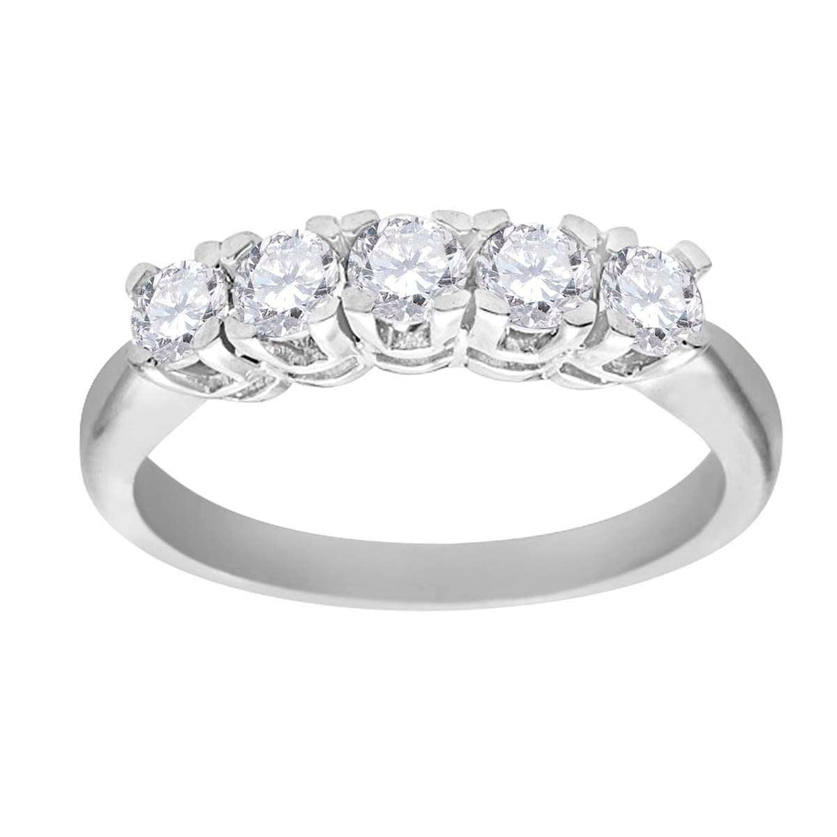 0.50 Carat Brilliant-Cut Diamond Five-Stone Classic Engagement Ring for Women in 10K Rose, White, or Yellow Gold Mauli Jewels