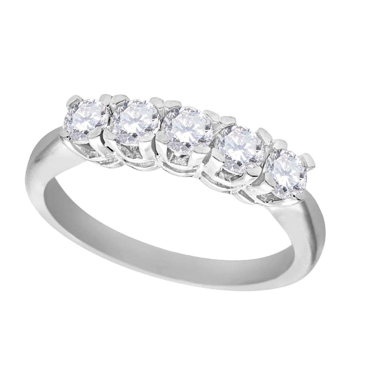 0.50 Carat Brilliant-Cut Diamond Five-Stone Classic Engagement Ring for Women in 10K Rose, White, or Yellow Gold Mauli Jewels