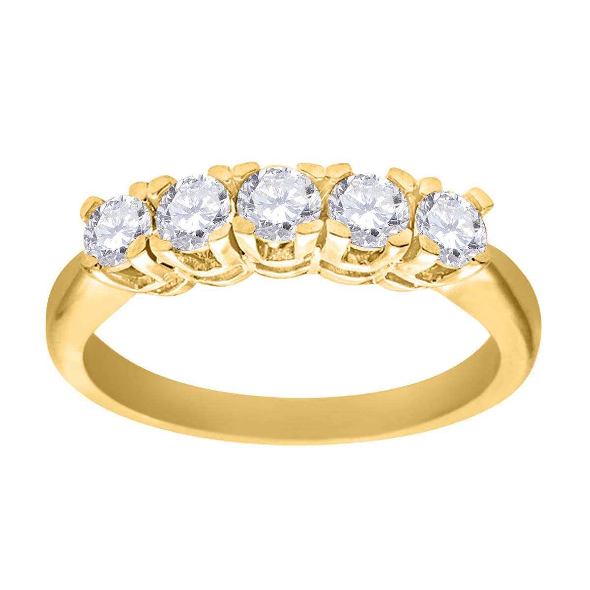 0.50 Carat Brilliant-Cut Diamond Five-Stone Classic Engagement Ring for Women in 10K Rose, White, or Yellow Gold Mauli Jewels