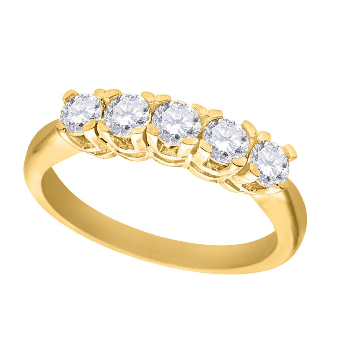 0.50 Carat Brilliant-Cut Diamond Five-Stone Classic Engagement Ring for Women in 10K Rose, White, or Yellow Gold Mauli Jewels