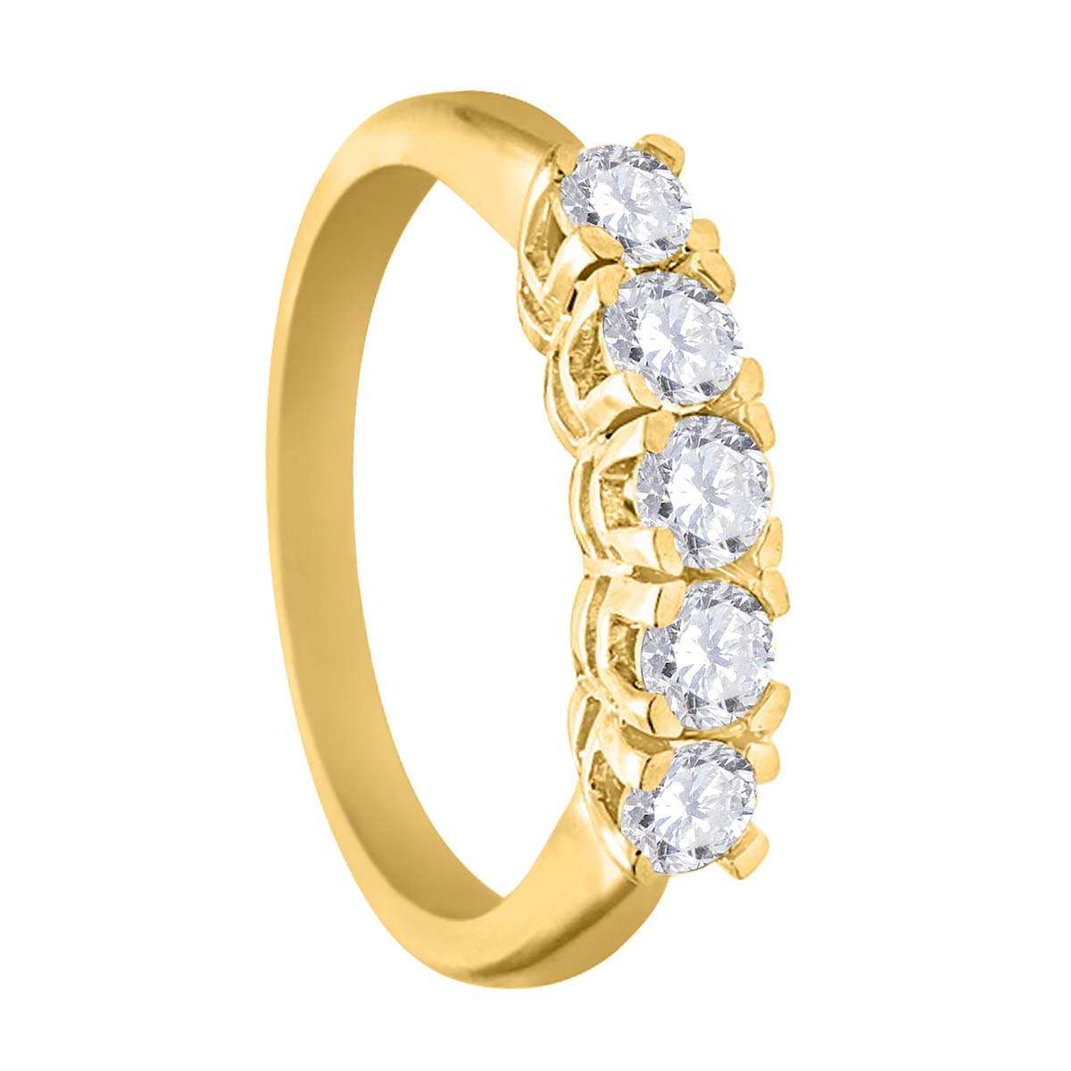 0.50 Carat Brilliant-Cut Diamond Five-Stone Classic Engagement Ring for Women in 10K Rose, White, or Yellow Gold Mauli Jewels