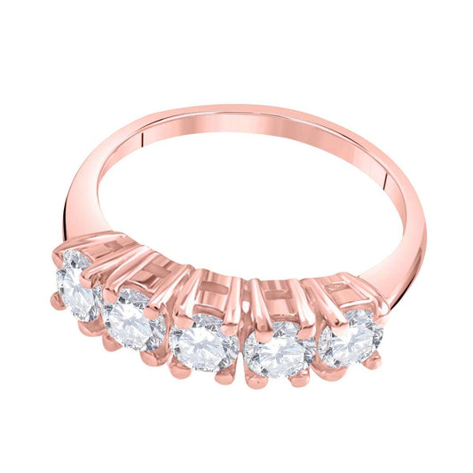 1.00 Carat Brilliant Cut Round Five Stone Diamond Engagement Rings In 10K Rose White & Yellow Solid Gold Mauli Jewels