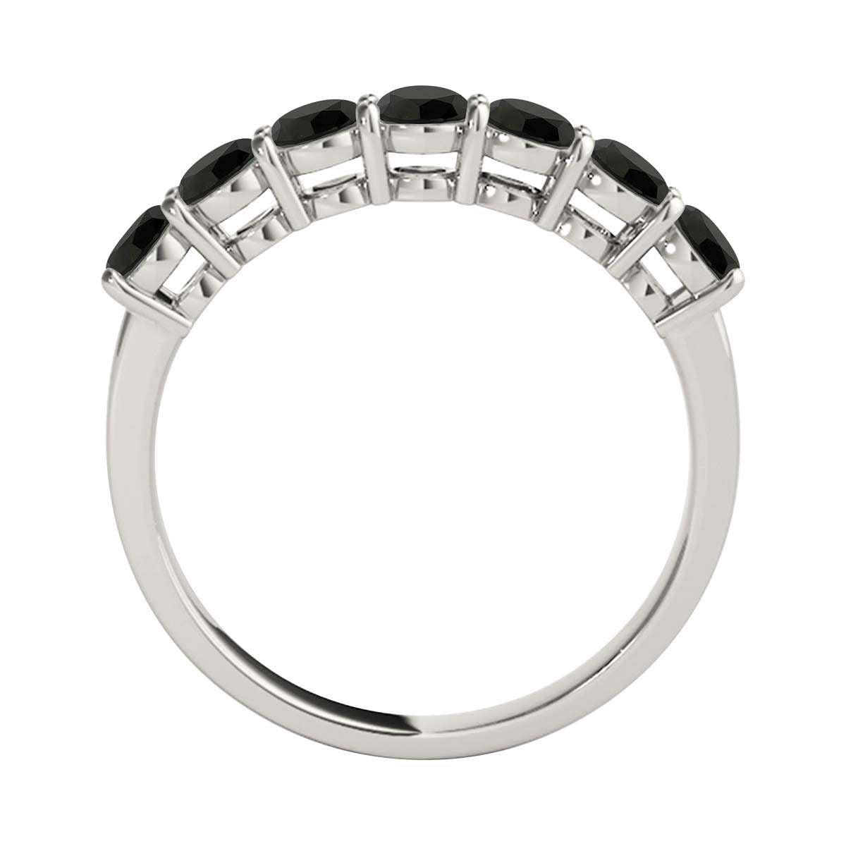 1.0 Carat Round Brilliant Cut Black Diamond Classic Seven Stone Wedding Ring In 10K Rose, White & Yellow Gold Mauli Jewels