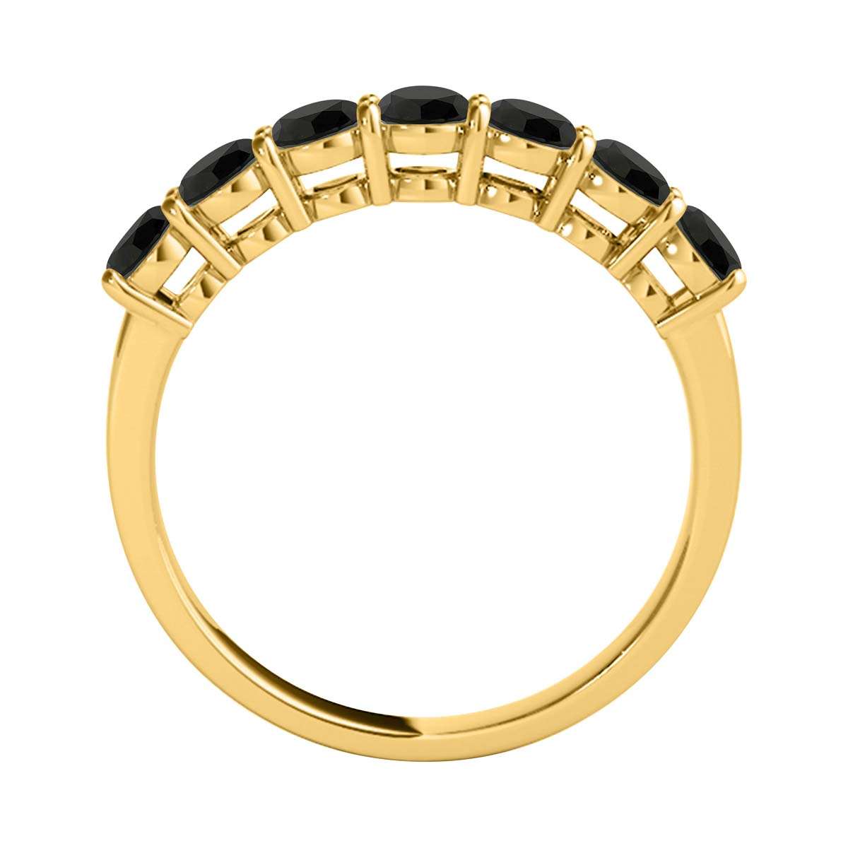 1.0 Carat Round Brilliant Cut Black Diamond Classic Seven Stone Wedding Ring In 10K Rose, White & Yellow Gold Mauli Jewels