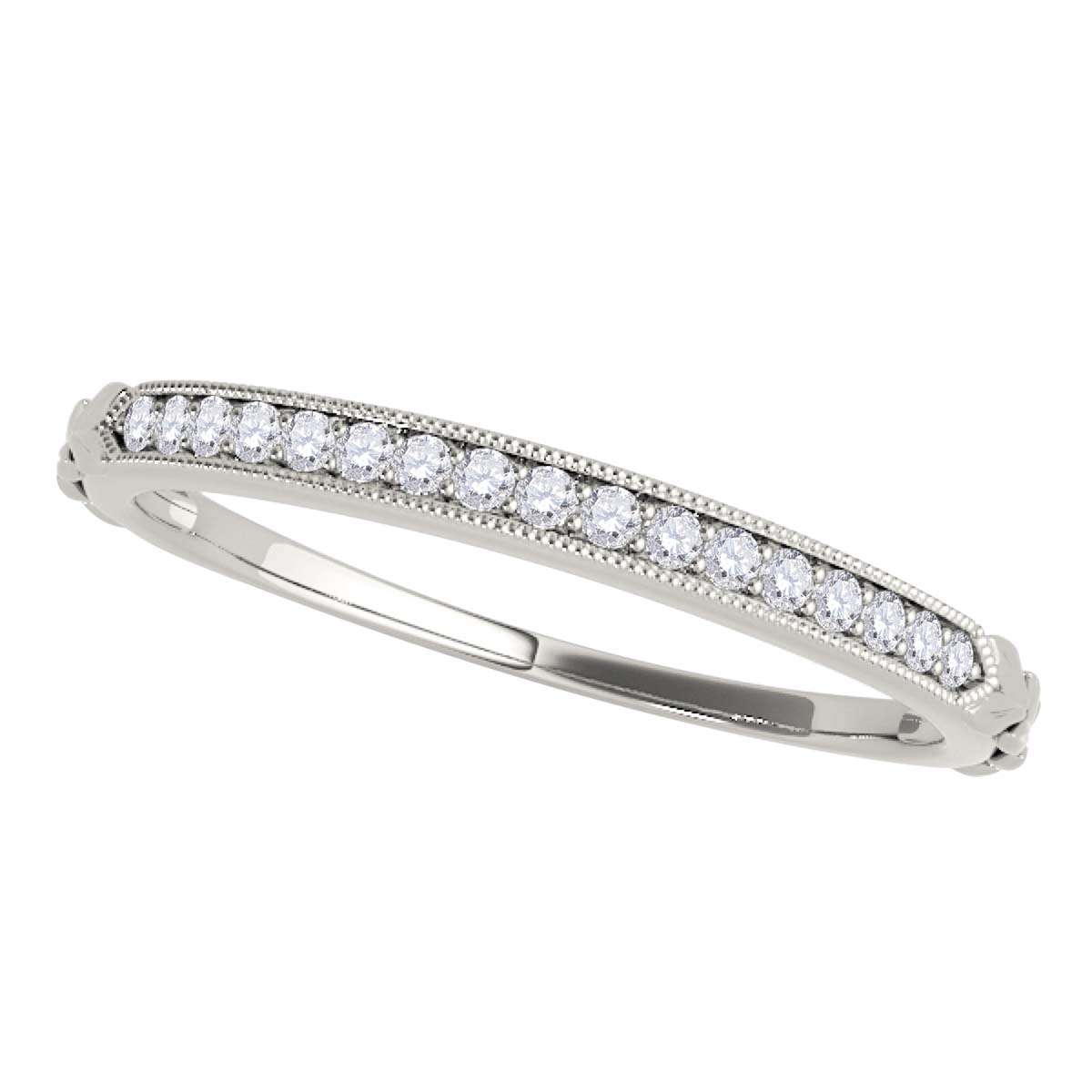 0.05 Carat Women's Handcrafted Wedding Diamond Band With Milgrain In 10K Rose Yellow & White Gold Mauli Jewels