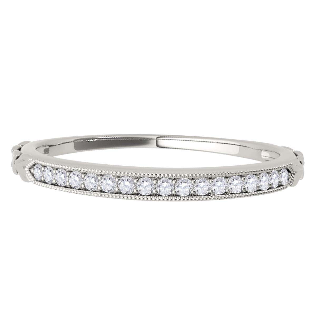 0.05 Carat Women's Handcrafted Wedding Diamond Band With Milgrain In 10K Rose Yellow & White Gold Mauli Jewels