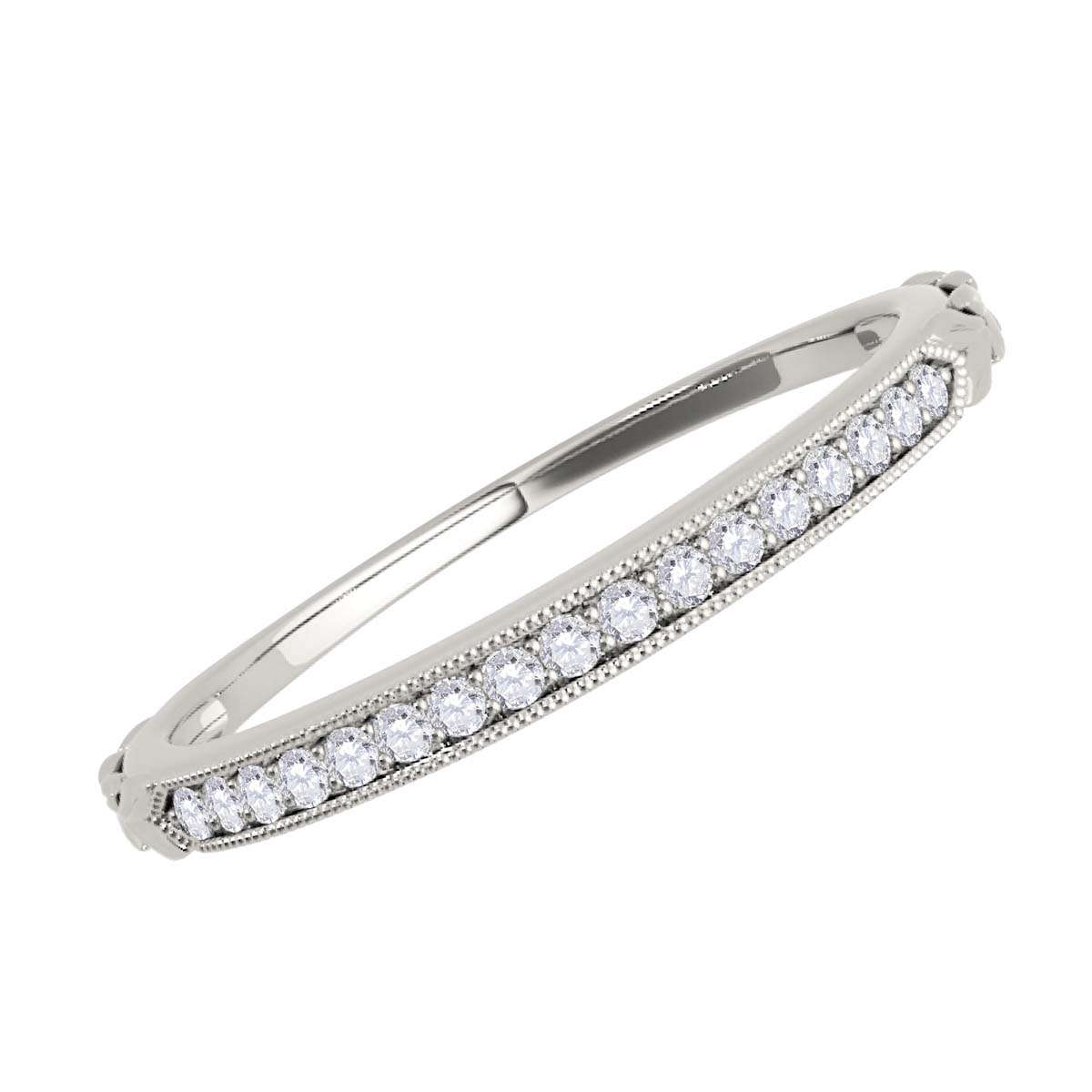 0.05 Carat Women's Handcrafted Wedding Diamond Band With Milgrain In 10K Rose Yellow & White Gold Mauli Jewels