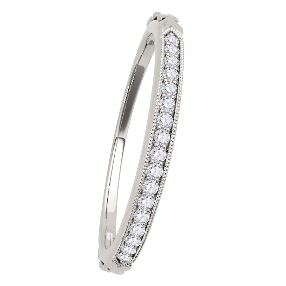 0.05 Carat Women's Handcrafted Wedding Diamond Band With Milgrain In 10K Rose Yellow & White Gold Mauli Jewels
