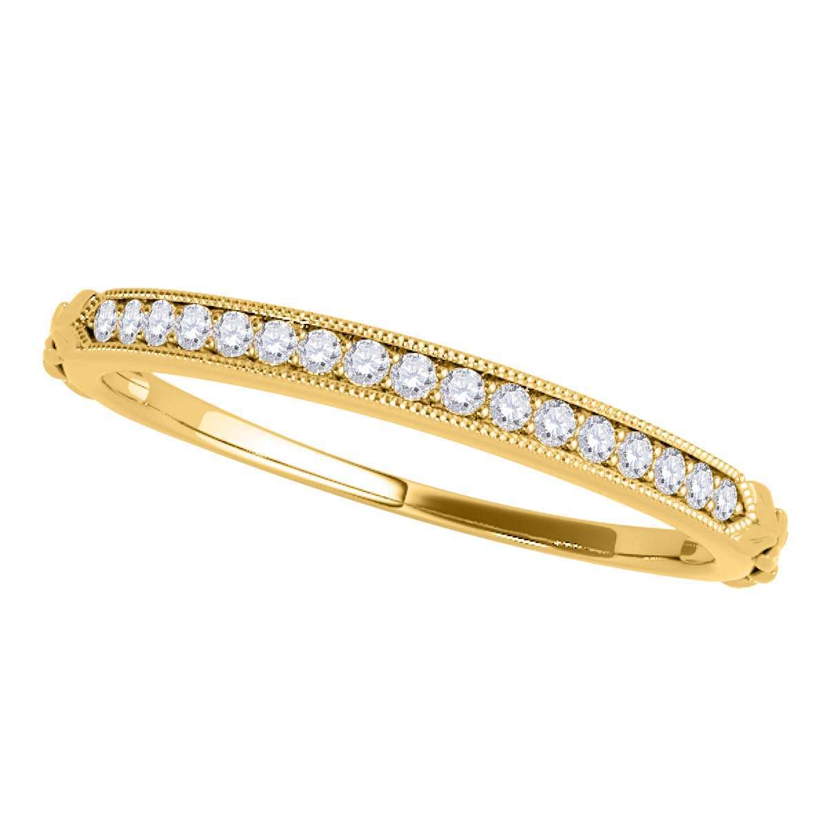 0.05 Carat Women's Handcrafted Wedding Diamond Band With Milgrain In 10K Rose Yellow & White Gold Mauli Jewels