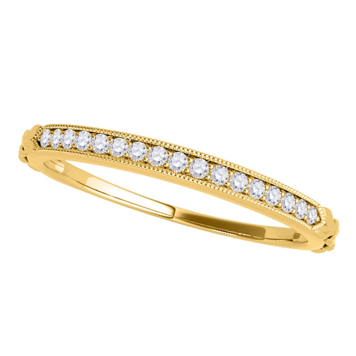 0.05 Carat Women's Handcrafted Wedding Diamond Band With Milgrain In 10K Rose Yellow & White Gold Mauli Jewels
