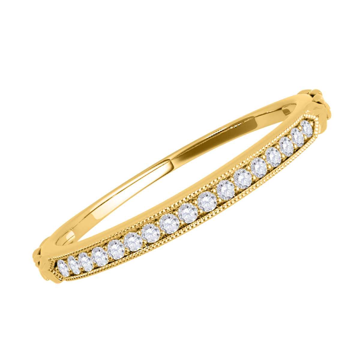 0.05 Carat Women's Handcrafted Wedding Diamond Band With Milgrain In 10K Rose Yellow & White Gold Mauli Jewels