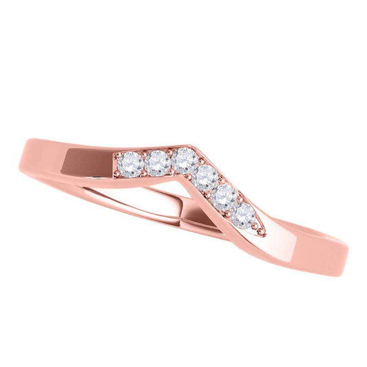 MAULIJEWELS 0.06 Carat Curved Diamond Wedding Band in 10K Solid White, Rose, and Yellow Gold Mauli Jewels