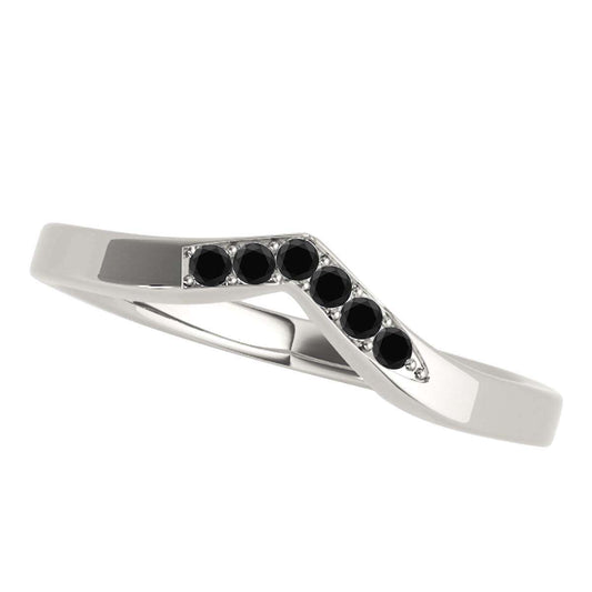 0.06 Carat Black Diamond Curved Wedding Band for Women in 10K Rose, White & Yellow Gold Mauli Jewels