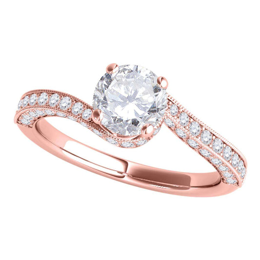 1.00 Carat Diamond Sparkling Engagement Ring For Women In 14K Solid White Rose & Yellow Gold Mauli Jewels