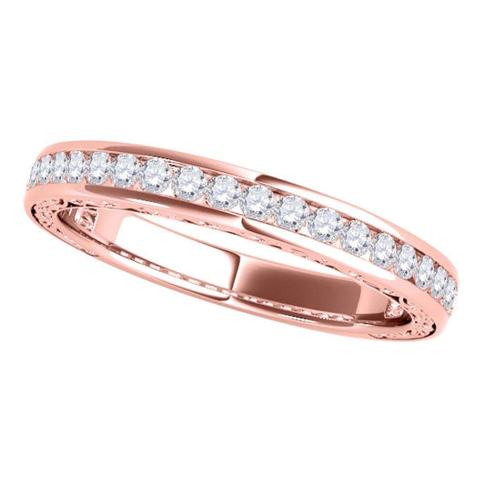 1/2 Carat Brilliant Cut Diamond Channel Set Wedding Band For Women In 14K Rose White & Yellow Gold Mauli Jewels