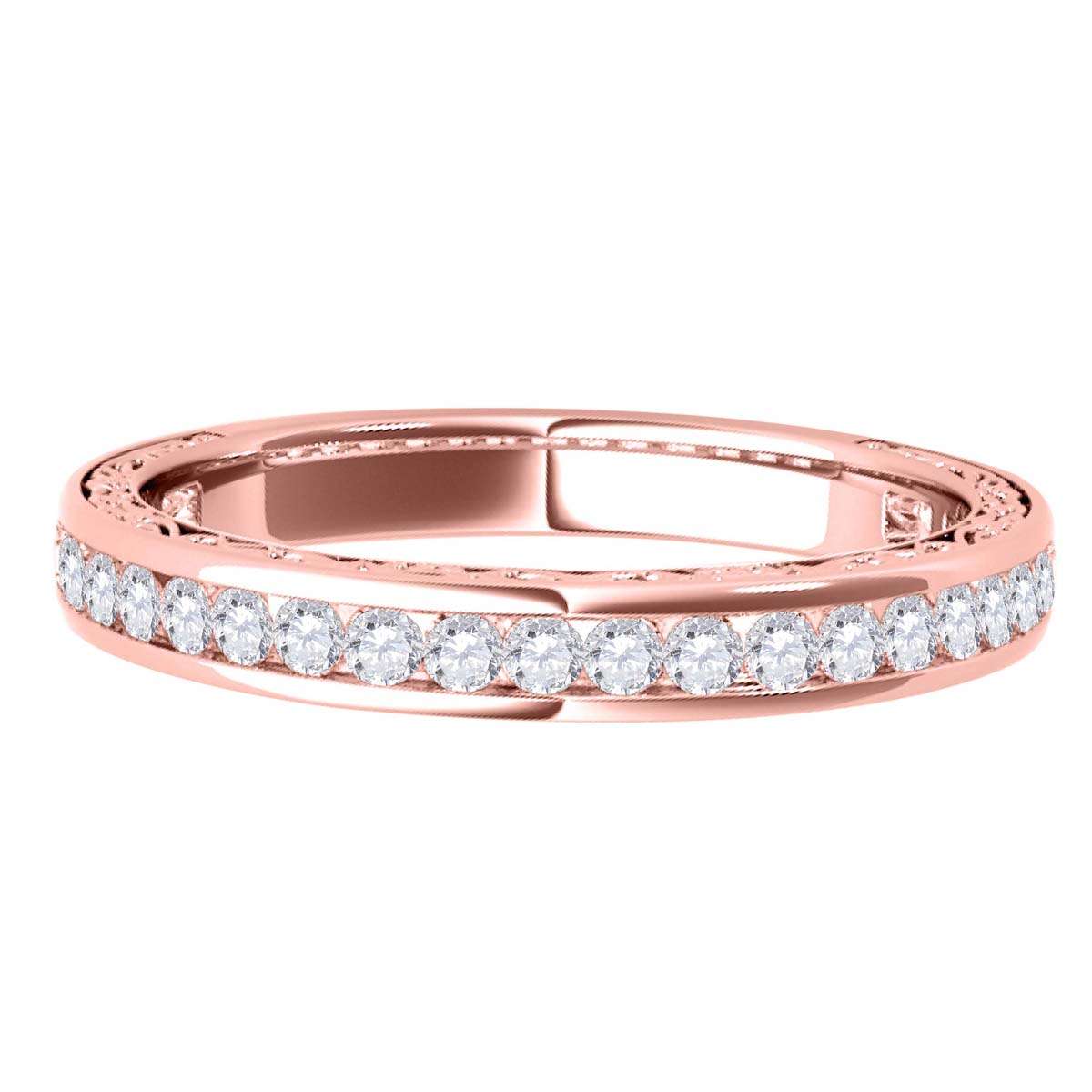 1/2 Carat Brilliant Cut Diamond Channel Set Wedding Band For Women In 14K Rose White & Yellow Gold Mauli Jewels